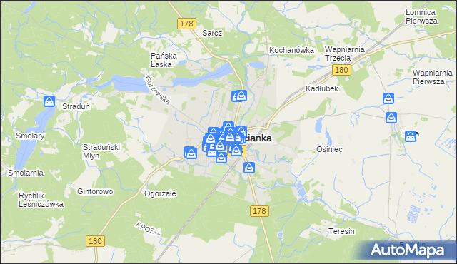 mapa Trzcianka powiat czarnkowsko-trzcianecki, Trzcianka powiat czarnkowsko-trzcianecki na mapie Targeo