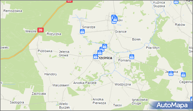 mapa Trzcinica powiat kępiński, Trzcinica powiat kępiński na mapie Targeo