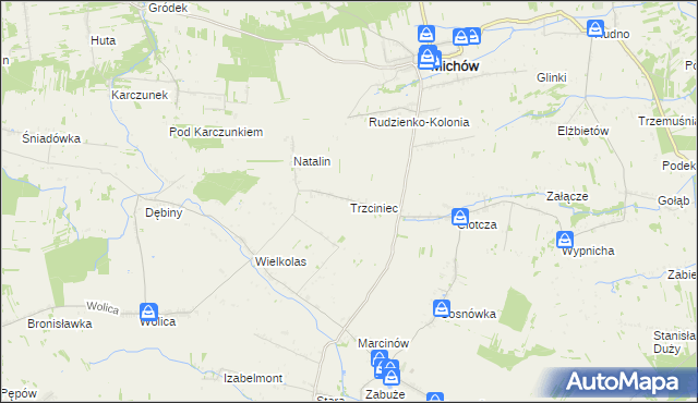 mapa Trzciniec gmina Michów, Trzciniec gmina Michów na mapie Targeo
