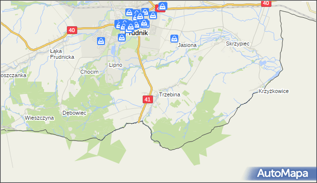 mapa Trzebina gmina Lubrza, Trzebina gmina Lubrza na mapie Targeo