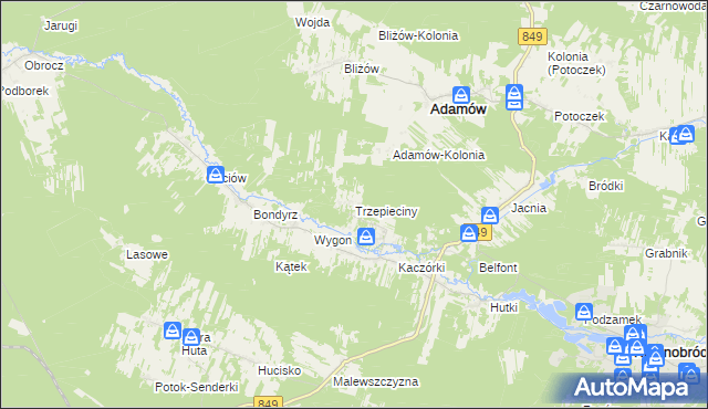 mapa Trzepieciny, Trzepieciny na mapie Targeo