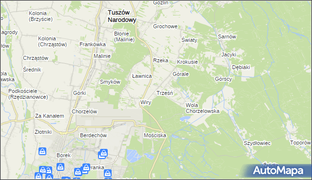 mapa Trześń gmina Mielec, Trześń gmina Mielec na mapie Targeo