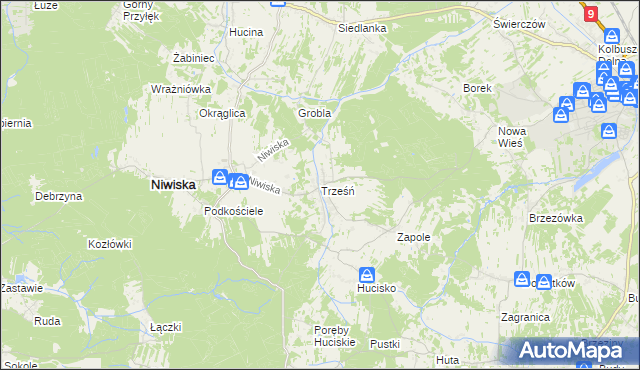 mapa Trześń gmina Niwiska, Trześń gmina Niwiska na mapie Targeo