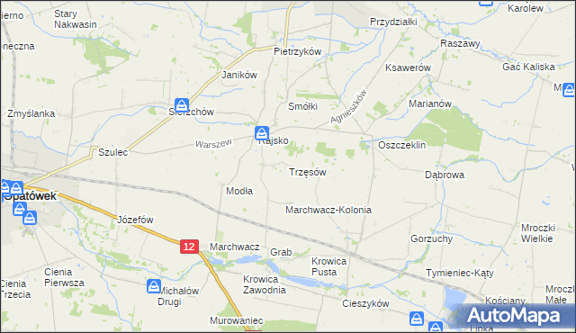 mapa Trzęsów gmina Szczytniki, Trzęsów gmina Szczytniki na mapie Targeo