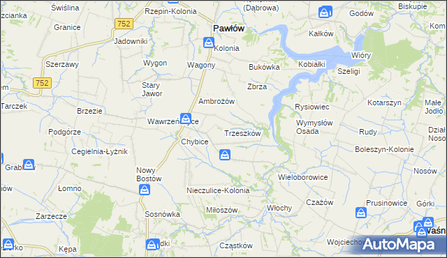 mapa Trzeszków, Trzeszków na mapie Targeo