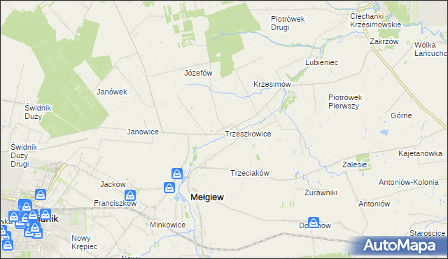 mapa Trzeszkowice, Trzeszkowice na mapie Targeo