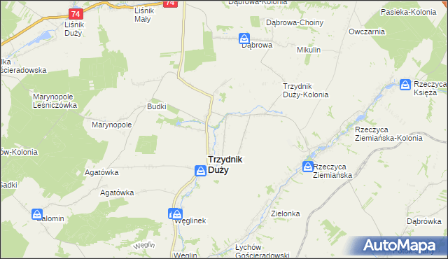 mapa Trzydnik Mały, Trzydnik Mały na mapie Targeo