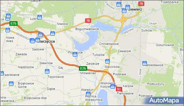 mapa Tuliszów, Tuliszów na mapie Targeo
