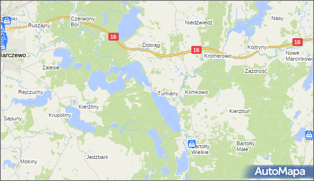 mapa Tumiany, Tumiany na mapie Targeo