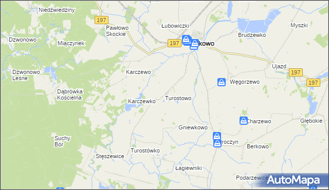 mapa Turostowo, Turostowo na mapie Targeo