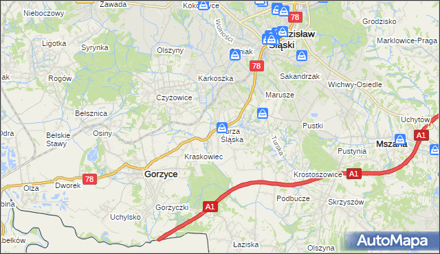 mapa Turza Śląska, Turza Śląska na mapie Targeo