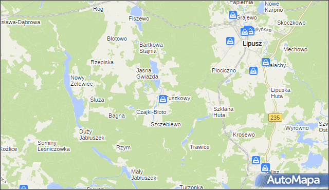 mapa Tuszkowy, Tuszkowy na mapie Targeo