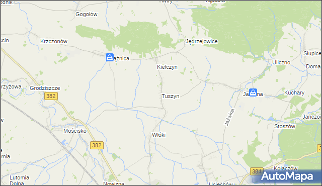 mapa Tuszyn gmina Dzierżoniów, Tuszyn gmina Dzierżoniów na mapie Targeo