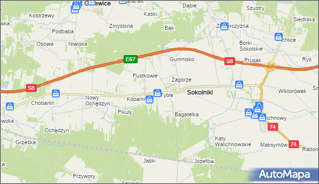 mapa Tyble, Tyble na mapie Targeo