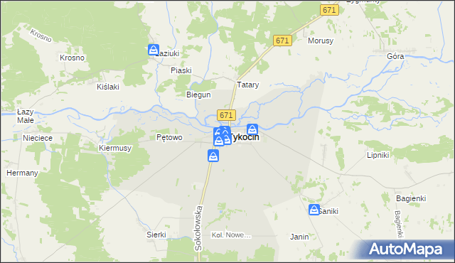 mapa Tykocin, Tykocin na mapie Targeo