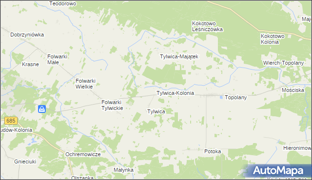 mapa Tylwica-Kolonia, Tylwica-Kolonia na mapie Targeo