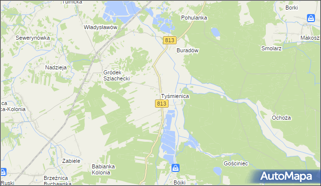 mapa Tyśmienica, Tyśmienica na mapie Targeo