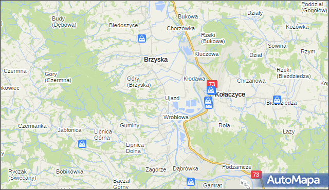 mapa Ujazd gmina Brzyska, Ujazd gmina Brzyska na mapie Targeo