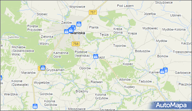 mapa Ujazd gmina Iwaniska, Ujazd gmina Iwaniska na mapie Targeo