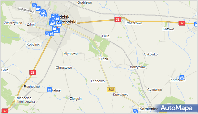 mapa Ujazd gmina Kamieniec, Ujazd gmina Kamieniec na mapie Targeo