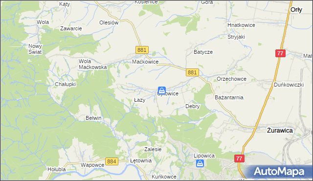 mapa Ujkowice, Ujkowice na mapie Targeo