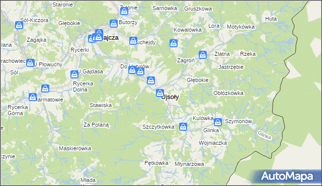 mapa Ujsoły, Ujsoły na mapie Targeo