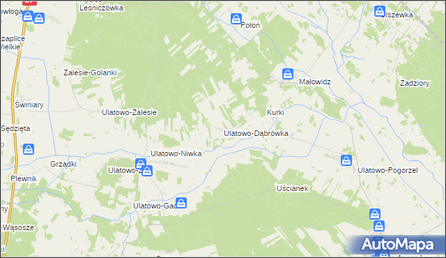 mapa Ulatowo-Dąbrówka, Ulatowo-Dąbrówka na mapie Targeo