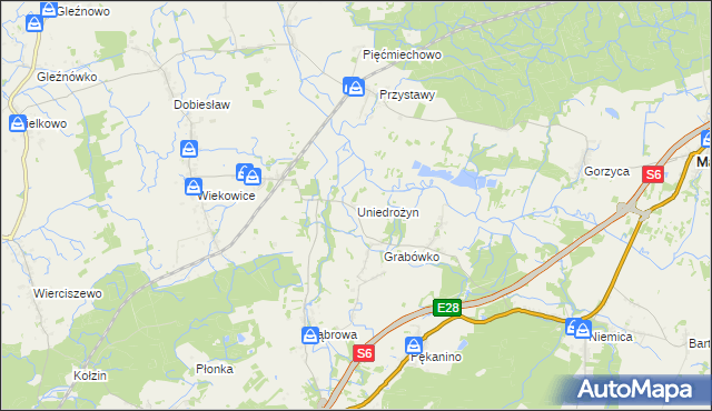 mapa Uniedrożyn, Uniedrożyn na mapie Targeo