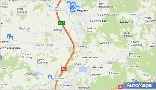 mapa Unierzyż, Unierzyż na mapie Targeo