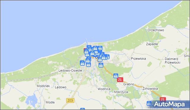mapa Ustka, Ustka na mapie Targeo