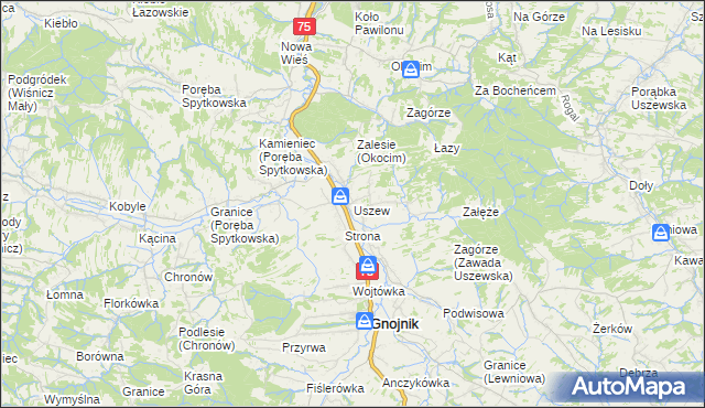 mapa Uszew, Uszew na mapie Targeo