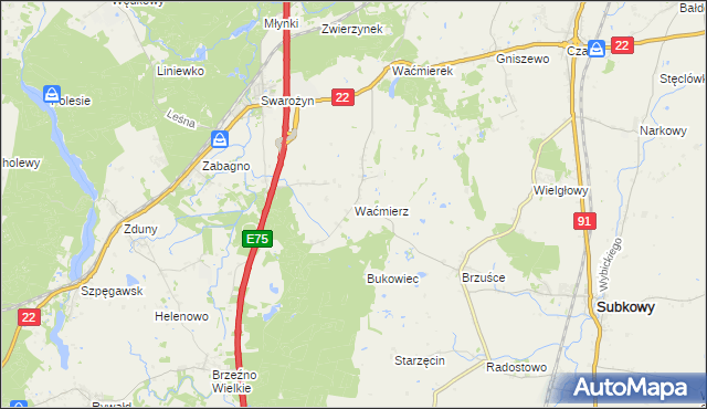 mapa Waćmierz, Waćmierz na mapie Targeo