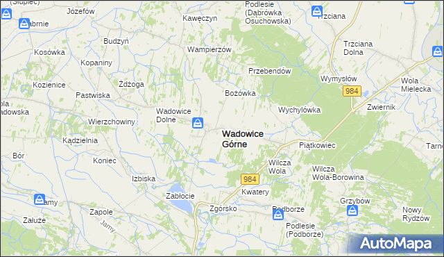 mapa Wadowice Górne, Wadowice Górne na mapie Targeo