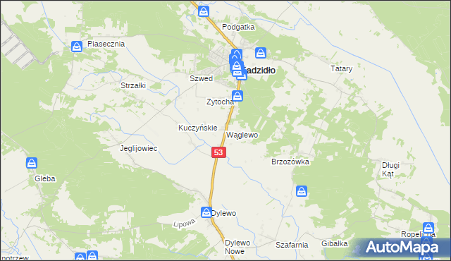 mapa Wąglewo, Wąglewo na mapie Targeo