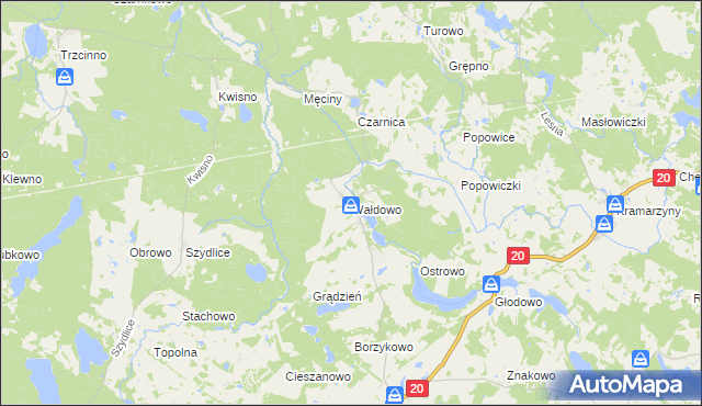 mapa Wałdowo gmina Miastko, Wałdowo gmina Miastko na mapie Targeo