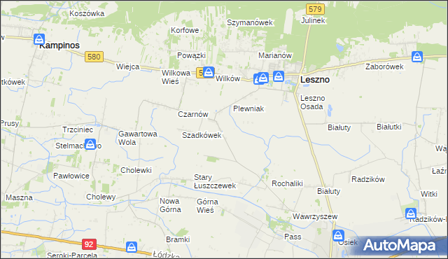 mapa Walentów gmina Leszno, Walentów gmina Leszno na mapie Targeo