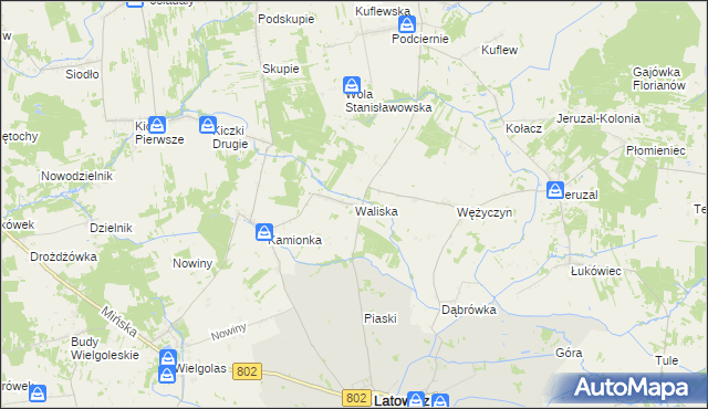 mapa Waliska gmina Latowicz, Waliska gmina Latowicz na mapie Targeo