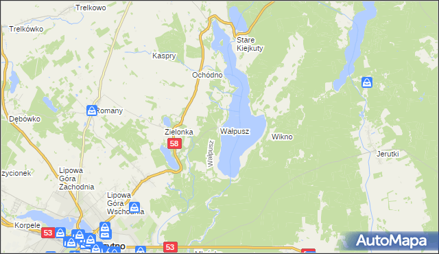 mapa Wałpusz, Wałpusz na mapie Targeo