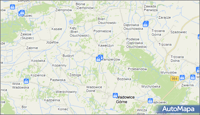 mapa Wampierzów, Wampierzów na mapie Targeo