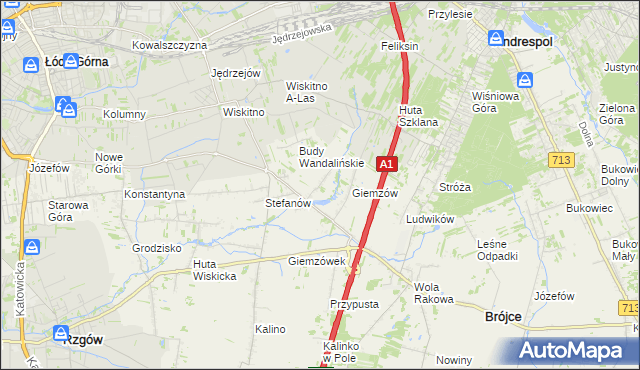 mapa Wandalin gmina Brójce, Wandalin gmina Brójce na mapie Targeo