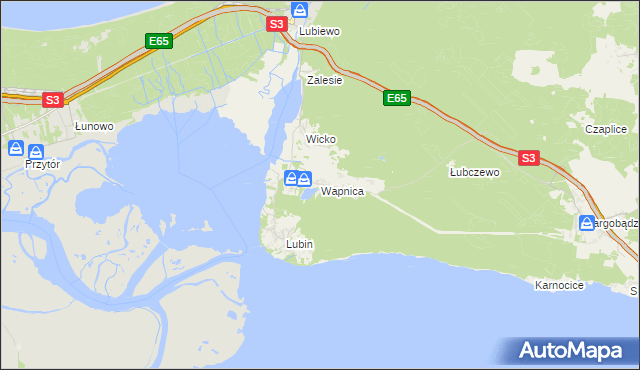 mapa Wapnica gmina Międzyzdroje, Wapnica gmina Międzyzdroje na mapie Targeo