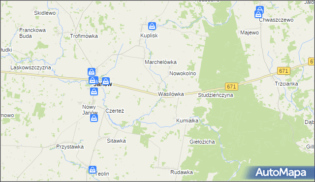 mapa Wasilówka gmina Janów, Wasilówka gmina Janów na mapie Targeo