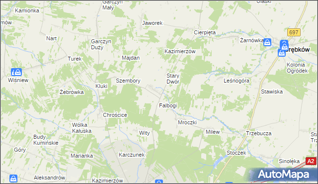 mapa Wąsy, Wąsy na mapie Targeo