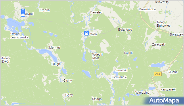 mapa Wdecki Młyn, Wdecki Młyn na mapie Targeo