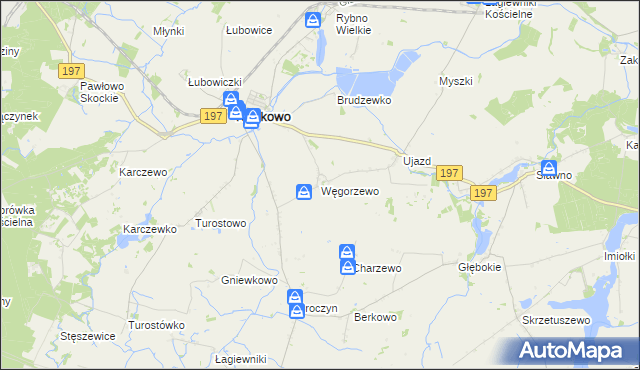 mapa Węgorzewo gmina Kiszkowo, Węgorzewo gmina Kiszkowo na mapie Targeo