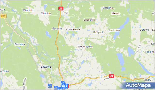 mapa Węgorzynko, Węgorzynko na mapie Targeo