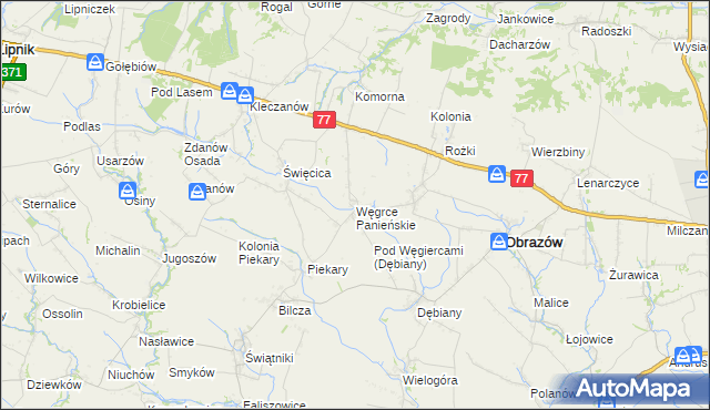 mapa Węgrce Panieńskie, Węgrce Panieńskie na mapie Targeo