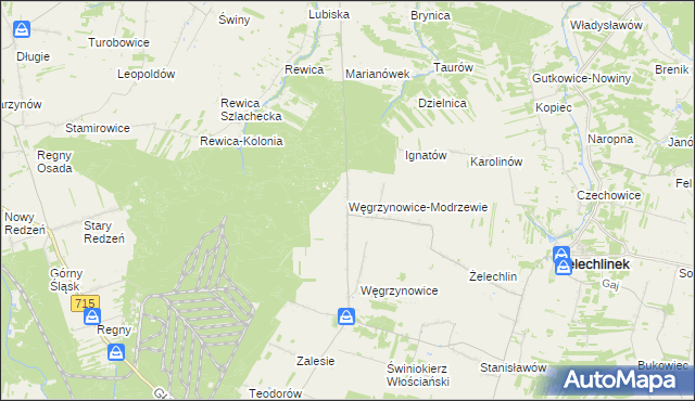 mapa Węgrzynowice-Modrzewie, Węgrzynowice-Modrzewie na mapie Targeo