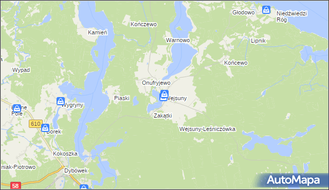 mapa Wejsuny, Wejsuny na mapie Targeo