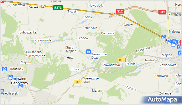 mapa Wereszcze Duże, Wereszcze Duże na mapie Targeo